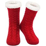 SIMIYA Slipper Socks Women Super Soft Fluffy Socks Warm Socks Cozy Fleece-lined Winter Chunky Slipper Socks Thermal Socks(Red)