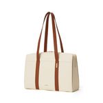 MOKOBARA The Celeste Tote Bag | Lightweight for Daily use and Work with Luggage Sleeve and 14" Laptop Compartment with Magnetic Closure for Women (Coconut Cream)