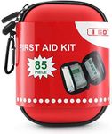 I GO 85 Pieces Hard Shell Mini Compact First Aid Kit, Small Personal Emergency Survival Kit for Travel Hiking Camping Backpacking Hunting Marine Car, Red