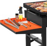 Silicone Grill Side Shelf Mat for Blackstone BBQ Grill, 3 in 1 Silicone Spatula Mat with Drip Pad,Large Silicone Utensil Rest for Multiple BBQ Grill Tools (2024 Upgraded) (Orange)