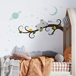 WALPLUS 118x103cm Wall Stickers Sleepy Koala with Glowing Sky Wall Art Toddler's Bedroom Cute Removable Baby Nursury Vinyl Children Kids Bedroom Decors Gift Stick on Wall