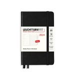 Leuchtturm1917 - Weekly Planner & Notebook Medium (A5) 2024, hardcover, with booklet, Black, English