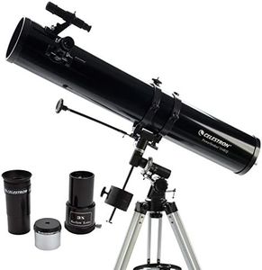 Celestron - PowerSeeker 114EQ Telescope - Manual German Equatorial Telescope for Beginners - Compact and Portable - Bonus Astronomy Software Package - 114mm Aperture