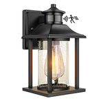 Exterior Outdoor Wall Lantern with Motion Sensor, Waterproof Dusk to Dawn Porch Light Fixtures Wall Mount, Anti-rust Wall Sconce with Seeded Glass for Entryway Doorway Garage Balcony, Motion Activated