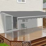 Retractable Patio Awning, Manual Deck Awning Sunshade Shelter with Crank Handle and Water-Resistant Polyester, Retractable Canopy for Yard, Porch, Balcony (Color : Gris, Size : 10x6.6FT/3x2M)