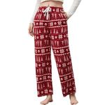 U2SKIIN Women Fleece Pajama Pants, Comfy Plaid PJ Bottoms For Women with Pockets Soft Warm(Christmas tree, M)