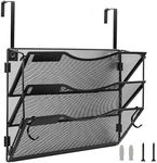 BOHDK Wall Organizer 3 Pockets, Wall File Organizer, Detachable Mesh Hanging File Folders Holder with Label Panel | 2 Hooks | Wall Mount & Door Hanging for Home Office