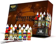 The Army Painter - Wargames Delivered Starter Miniature Paint Sets - Acrylic Model Paints for Plastic Models - Miniature Painting Kit - 18 Acrylic Paints for Models, 2 Hobby Paint Brushes, Miniature Primer, Quickshade Washes, Mixing Balls & Bottles