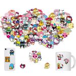 100 Pcs Cute My Melody Kuromi Hello Kitty Stickers, Japanese Cartoon Cinnamoroll Keroppi Pompompurin Sticker for Kids Teens Adults, Durable Laptop Vinyl Decals for Bumper Guitar (San-Rio Stickers)