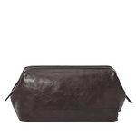 Fossil Men's Leather Travel Toiletry Bag Shave Dopp Kit, Black, One Size