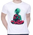 CreativiT Graphic Printed T-Shirt for Unisex Consciousness-Alien Tshirt | Casual Half Sleeve Round Neck T-Shirt | 100% Cotton | D00511-54_White_XXX-Large