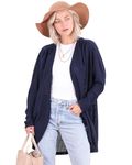 Popana Long Oversized Fall Batwing Waffle Knit Cardigan Sweaters for Women with Pockets Plus Size, Navy-2, 2X