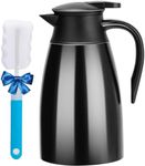 PARACITY Coffee Carafes for Keeping Hot, 18/8 Carafe for Hot Liquids, Double Wall Vacuum Insulated Thermal Coffee Carafe, 51 OZ Coffee Carafes for Keeping Hot Coffee& Tea with Cleaner Brush (Black)