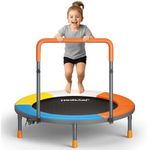 3’ Toddler Trampoline with Removable Handle for Kids, 36” Foldable Mini Trampoline 23" to 32" Height-Adjustable, Max Load 220lbs, Noise-Free/Durable Steel Frame/Safety Pad, Indoor/Garden Workout Gift