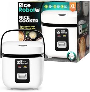 Rice Robot Rice Cooker  – Family Size 4 Cup Uncooked (8 Cups Cooked) Electric Rice Maker | PFAS-Free Ceramic Nonstick | Includes Stainless Steel Steamer Tray and Accessories | As Seen on TV