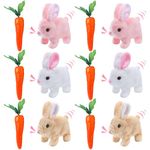 Lenwen 6 Set Interactive Rabbit Toys Electronic Plush Bunny Toys with Carrot Bunny Plush Toy Hopping Stuffed Bunny Rabbit with Sounds and Movements Wiggle Ears for Boy and Girl Birthday