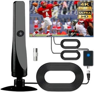 Re-wave Antena,Antena DVB-T/DVB-T2 con Amplificador Cable de 3 Metros,Plug Play Digital TV Antenna 50-Mile Range Channels,TV Antenna Signal Booster,High Gain Indoor Outdoor Aerial for Interior Smart T