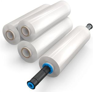 4 Rolls x 15" x 900 FT x Clear Heavy Duty Stretch Wrap Shrink Film for Shipping Packaging Moving Packing Trucking Logistics - Thicker Extra Durable Film - Wrap Holder Included