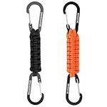 BRAVESHINE 2PCS Carabiner Clip Keychain - Black Paracord Keychain Orange Double Ended Clip Hook Paracord Carabiner Lanyard For Men Women Car Keys Backpack Bags Water Bottle Trousers Belt Loop