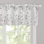 MIULEE Grey W 60 x L 18 Short Embroidered Semi Sheer Valance Rod Pocket Panels for Cafe Kitchen 1 Panel Gray