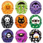 SANNIX Halloween Cupcake Liners, 450-Count Ghost Pumpkin Spider Baking Cups Cupcake Wrappers Paper Wraps Muffin Liners for Halloween Party Candy Cupcake Decorations Supplies(9 Designs)