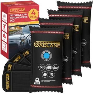 GADLANE X-Large Reusable Car Dehumidifier 1KG - 4 Pack Dehumidifiers for Car Moisture Absorber for Home, Wardrobe, Eliminates Foggy Windscreen, Silica Gel Bags x 4 with Dashboard Anti-Slip Mats