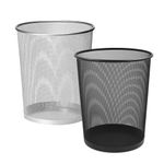 ZYBUX - Circular Mesh Trash Can, Waste Basket Garbage Can Waste Bin for Bathrooms, Kitchens, Home Offices, Dorm Rooms | Lightweight Sturdy Metal Basket Bin (1 x BLACK & 1 x SILVER)