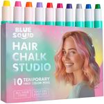 Blue Squid Hair Chalk for Girls Pens – 10 Vibrant Temporary Hair Color for Kids - Washable, Kid Safe Hair Dye - Ideal Birthday, Christmas Gifts for Teens, Dark Hair, Ages 6 7 8 9 10 11 12