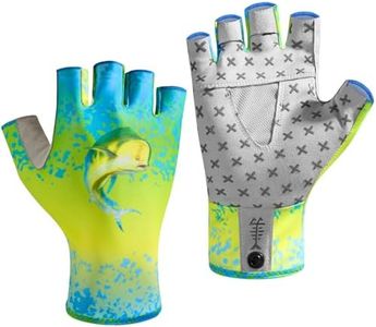 BASSDASH Unisex UPF 50+ Half Finger Sun Gloves Fingerless Breathable UV Protection for Fishing Hiking Kayaking Rowing FG02