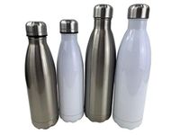 Stainless Steel Metal Water Bottle Flask Vacuum Insulated 350 500 750ml Sublimation Print Sports Flask Great for Work, Gym, Travel (Silver 750ml, 1)