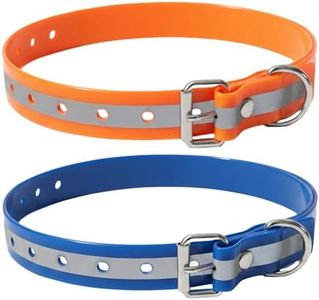 Dog Collar Strap for Most of Electronic Training Shock Collar Receivers-Adjustable Durable Waterproof Odorless 3/4 Inch Ecollar Replacement for Barking Fence-Pet TPU Collar Strap 2 Pack(Orange & Blue)