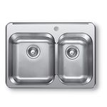 ONEX® Drop-in Double Bowl 28"X20" -7"d Stainless Steel Sink OD2820-1H