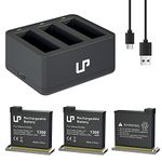 LP Battery Charger Kit Compatible with DJI OSMO,3-Pack 1300mAh Replacement Battery and Intelligent 3-Channel USB Charger Kit for DJI OSMO Action Camera（NOT for Action 2/3/4）