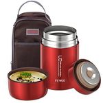 FEWOO Soup Flask, 800ml Vacuum Insulated Food Jar for Hot Cold Food, Leak Proof Soup Containers for Kids and Adults (800ml Red)