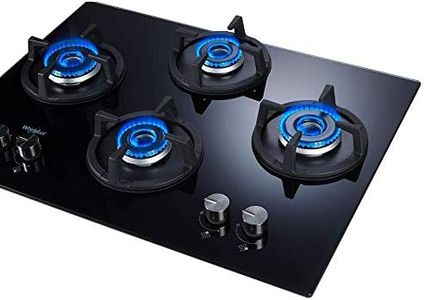 Whirlpool Hob 4 Burner Crystal Glass Auto Ignition Gas Stove (Elite Hybrid 704 Mt Gas Hob), Black