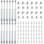 12 Pcs Gas Lift Strut Kit, Gas Spring Strut Lift Stay Support, 100N/10KG Kitchen Cupboard Wardrobe Cabinet Door Soft Close Gas Spring Strut Damper Hinge Flap Fittings Door Stay (silvery-12)