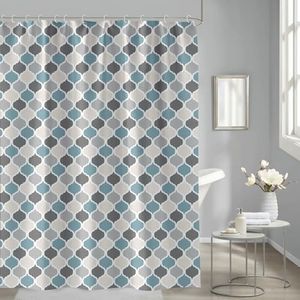 HOMETHREADS Embrace Luxury with Our 6-Feet Long Premium Polyester Shower Curtain with 12 Hooks for a Lavish Bathroom (Multi, 180x200cm)