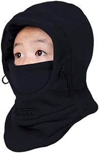 Azarxis Kids Children's Balaclava Hat Fleece Ski Face Mask Winter Cap Adjustable Double Neck Warmer for Skiing Snowboarding Sports (Black)