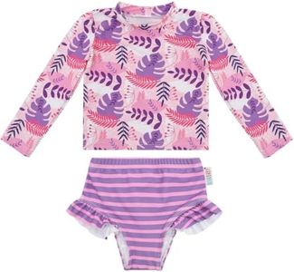 ALVABABY 18-24M Long Sleeve Rashguards, Baby/Toddler Girls' Rash Guard Sets,Girl Swimsuit UPF 50+ Sun Protection Two Piece Bathing Suit ST-P02-18-24M