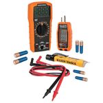 Klein Tools 69355Digital Multimeter Premium Electrical Test Kit with Non-Contact Voltage Tester, Receptacle Tester, Test Leads , Orange/Black