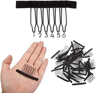 (black) - Wig Combs 60 Pcs Black Big Stainless Steel Wig Combs for Making Wigs Metal Wig Clips for Wig Caps Diy