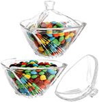 SOUJOY 2 Pack Glass Candy Dish with Lid, Clear Covered Candy Bowl, Retro European Candy Jar for Home Kitchen Office Table Halloween