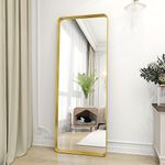 VooBang Full Length Mirror Deep Framed 21x64 Inch - Floor Stand, Leaning or Dressing - Modern Sleek and Chic Design - Ideal for Bedroom, Closet, or Entryway - Reflect Your Style with Floor Mirror