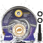 Tardigrade Steel Hose - Garden Hose 100 FT - Made of Metal - Heavy Duty Stainless Steel - Outdoor Water Hoses, Flexible, Lightweight, Brass, Dog Chew Crush Proof, No Kink, Durable Lawn Tool