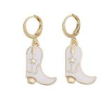 RUOFFETA Western Cowgirl Boot Earrings for Women, Cowgirl Hat dangle Earrings(White Boot)