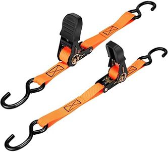 WELLUCK Boat Trailer Transom Tie Down Straps 2400 LBS, 1 Inch x 4 FT Heavy Duty Retractable Ratchet Straps Tie Downs to Trailer Marine Jet Ski Pontoon, with Quick Release Buckle & Anti-Scratch Hooks