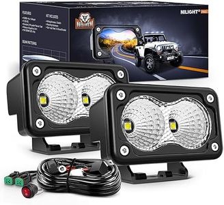 Nilight Motorcycle LED Pods 2 PCS 3 Inch Flood Offroad Fog Light 1160LM Driving Auxiliary Lights w/18AWG DT Wiring Harness Kit for ATV Truck Boat Tractor Forklift