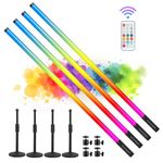 ZDMDRGB 4Pack 4800mAh Battery Powered 4ft RGB led Tube dj Light bar with Stand Colored Video Stick Lights for 360 Photo Booth Studio Dance Club Party Wedding Events Stage Lighting