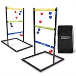 GoSports Pro Grade Ladder Toss Indoor - Outdoor Game Set with 6 Soft Rubber Bolo Balls, Travel Carrying Case and Score Trackers,Black