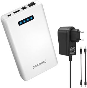 NASTIMA Pack Batterie Lithium-ION 12V 5200mAh Power Bank avec Double Sortie 12V 9V DC et 5V USB pour Les Bandes LED, Les Rubans Lumineux, Les Caméras de Vidéosurveillance, etc, avec Chargeur